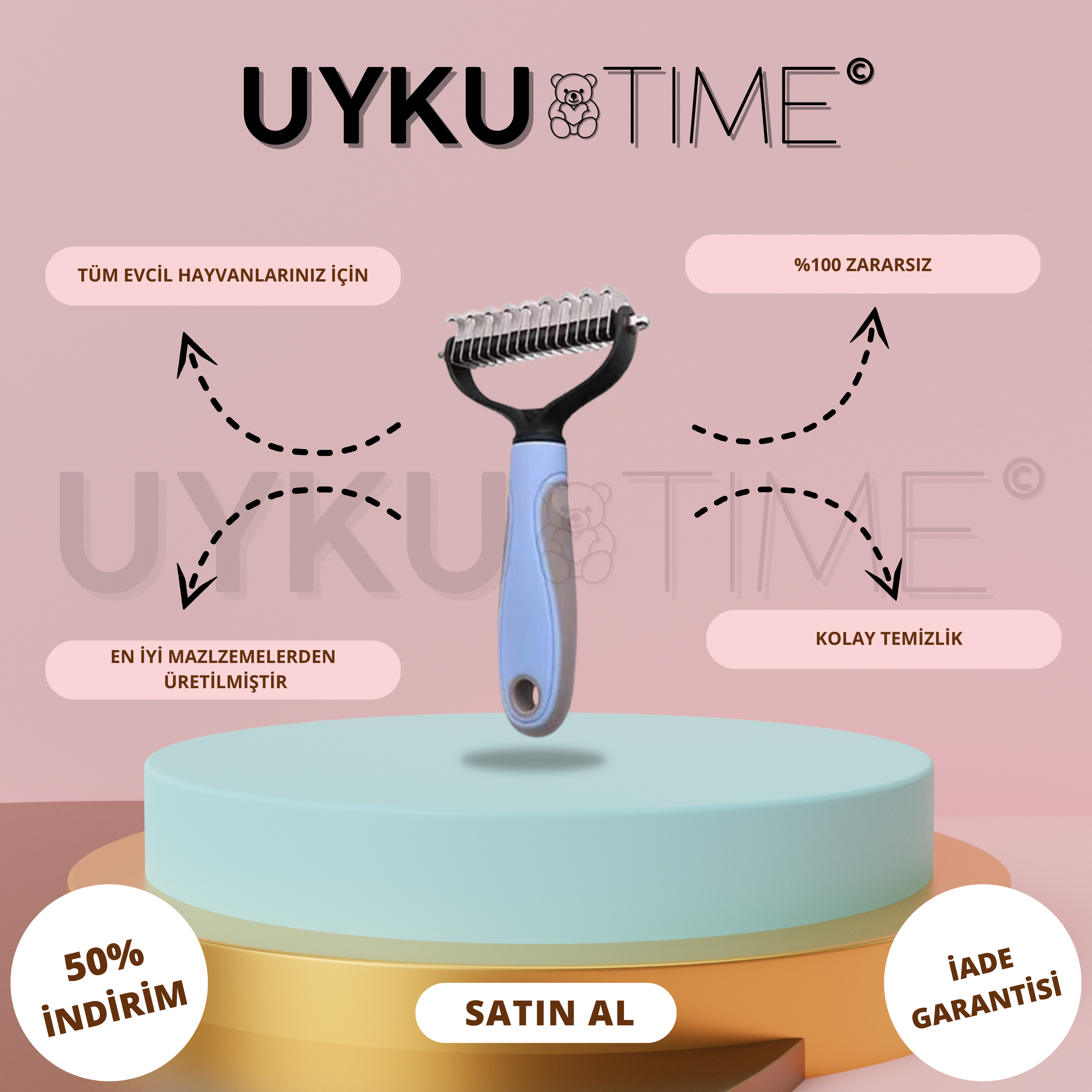 Evcil Hayvan Güvenli Keçe Açıcı Tarak by Uykutime™